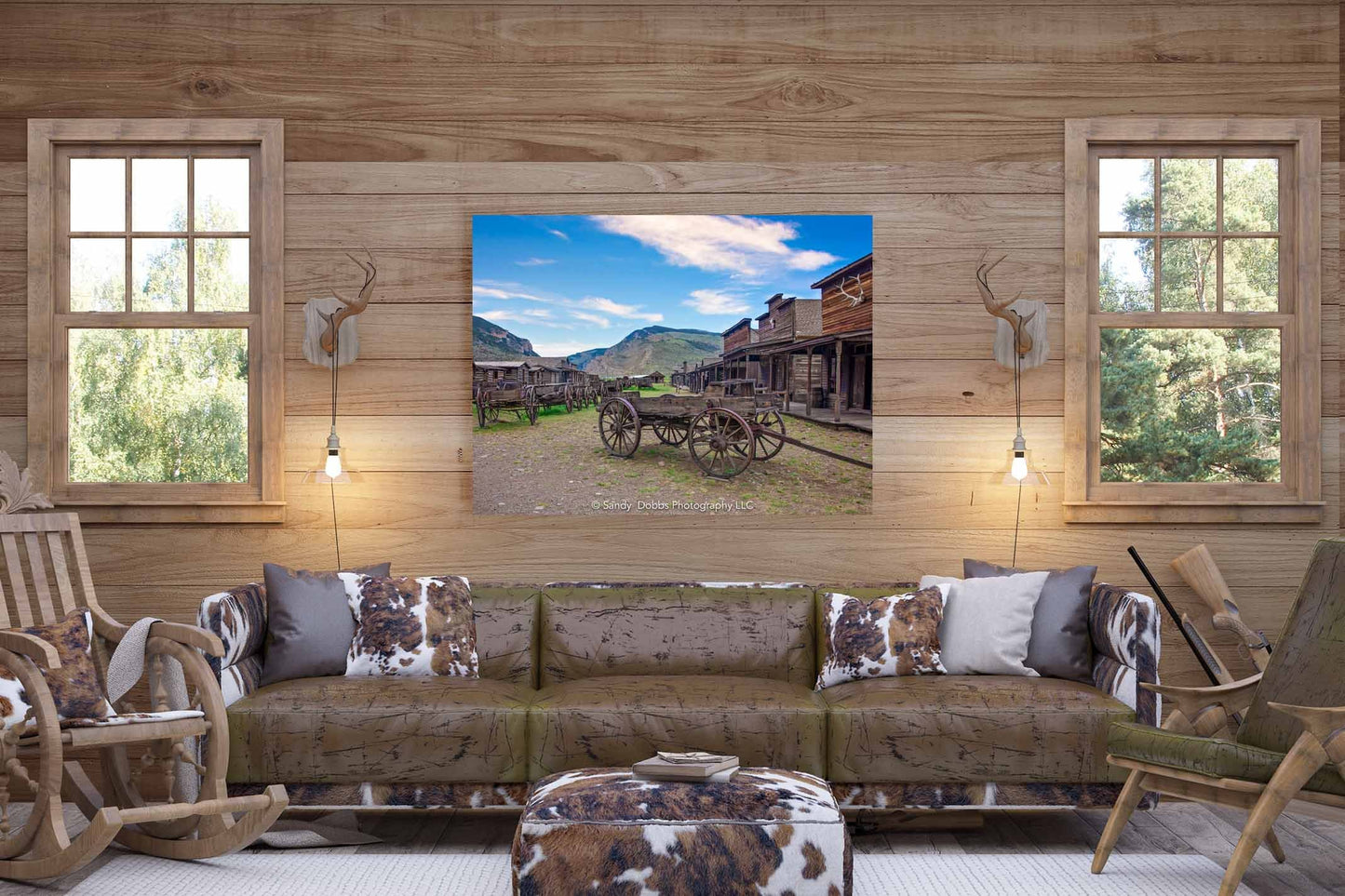 Old West Decor Wall Art, Old Wagons Wyoming Photo, Ghost Town Photography, Wrapped Canvas Print, Rustic Style, Cowboy Western Wall Pictures