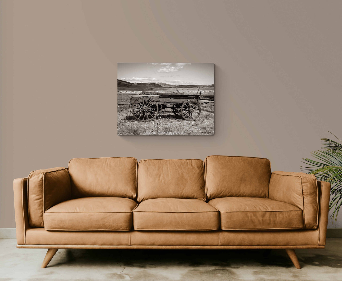 Old Wagon Canvas Photo Sepia Edition, Western Landscape Wall Art Picture, Old West Ghost Town, Wyoming Photography Decor,Rustic Cowboy Style