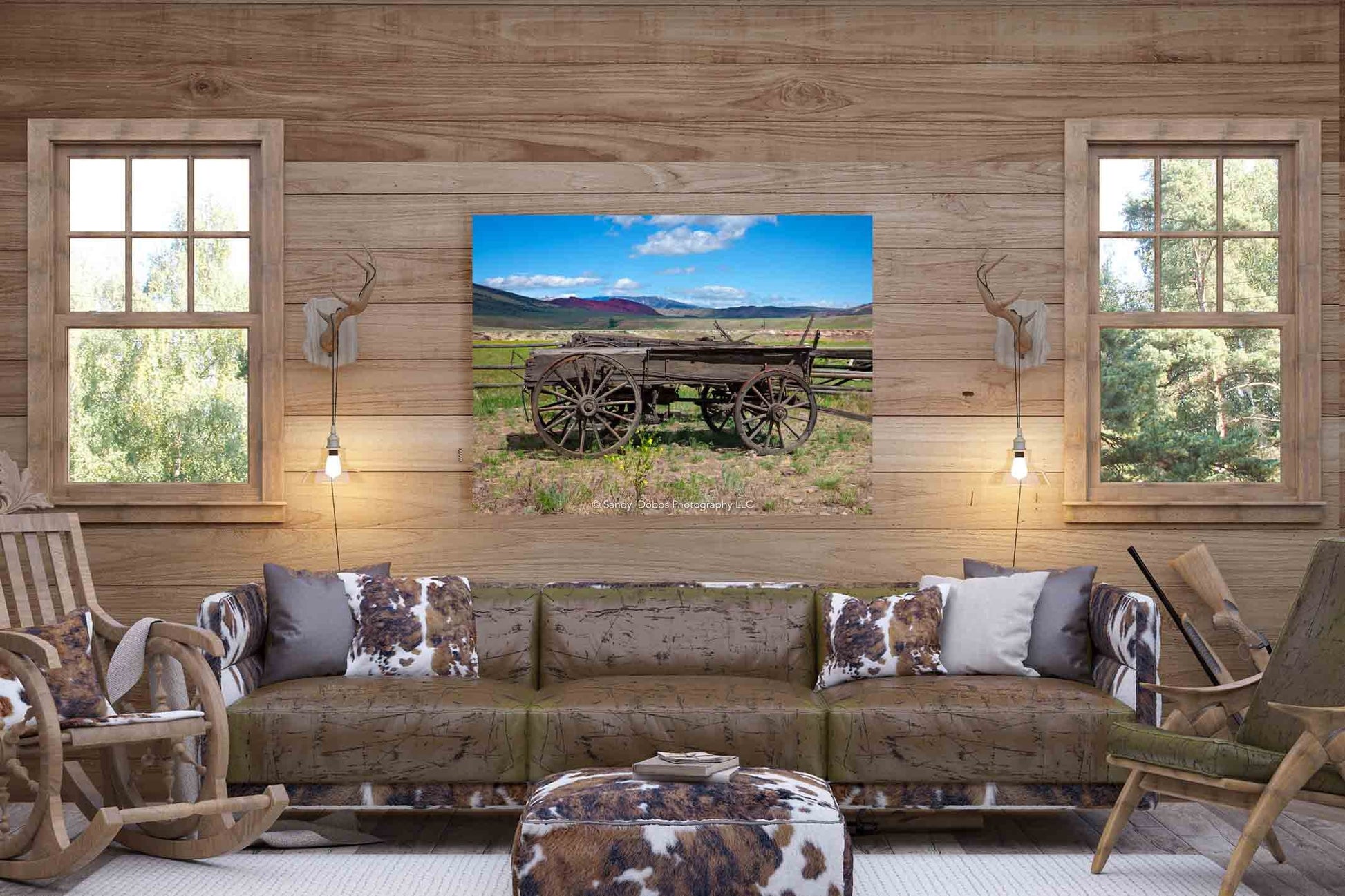 Old Wagon Photo, Western Landscape Wall Art Picture, Old West Ghost Town, Wyoming Photography Decor, Rustic Cowboy Style, Wrapped Canvas