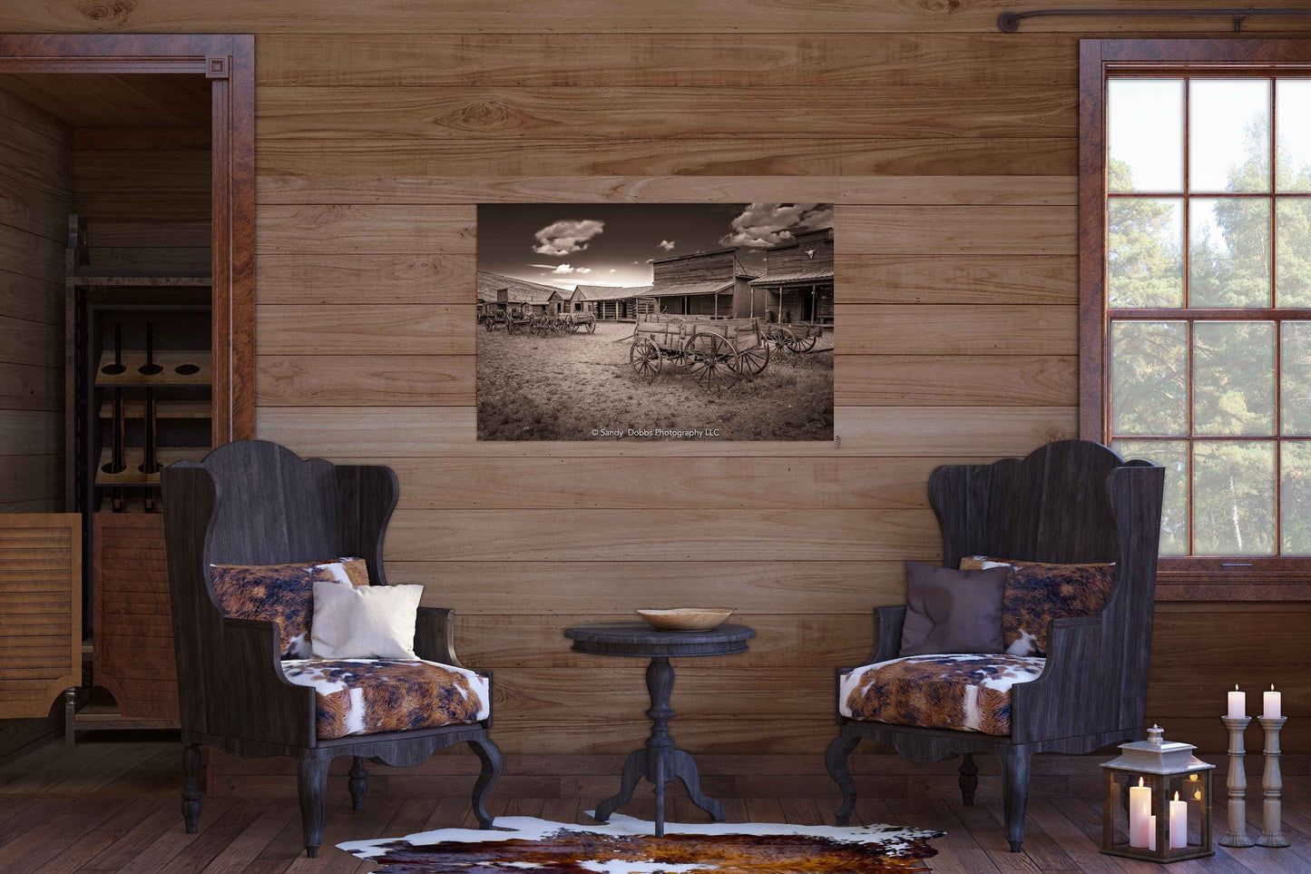 Old West Ghost Town Sepia Photography Decor, Old Wagons Wyoming Photo, Rustic Style, Cowboy Art, Western Art Wall Pictures, Wrapped Canvas,
