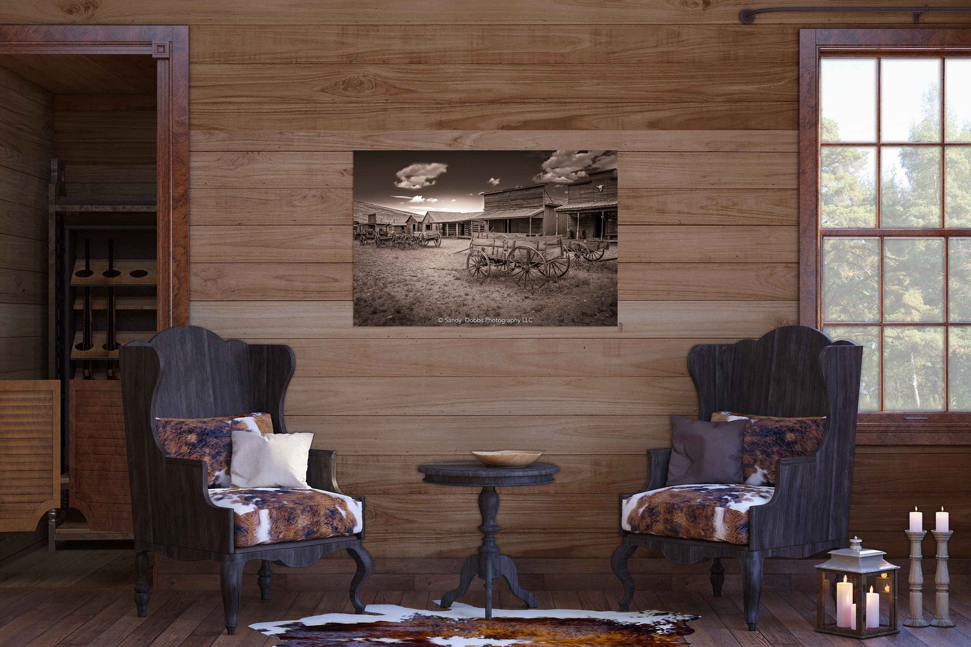 Old West Ghost Town Sepia Photography Decor, Old Wagons Wyoming Photo, Rustic Style, Cowboy Art, Western Art Wall Pictures, Wrapped Canvas,
