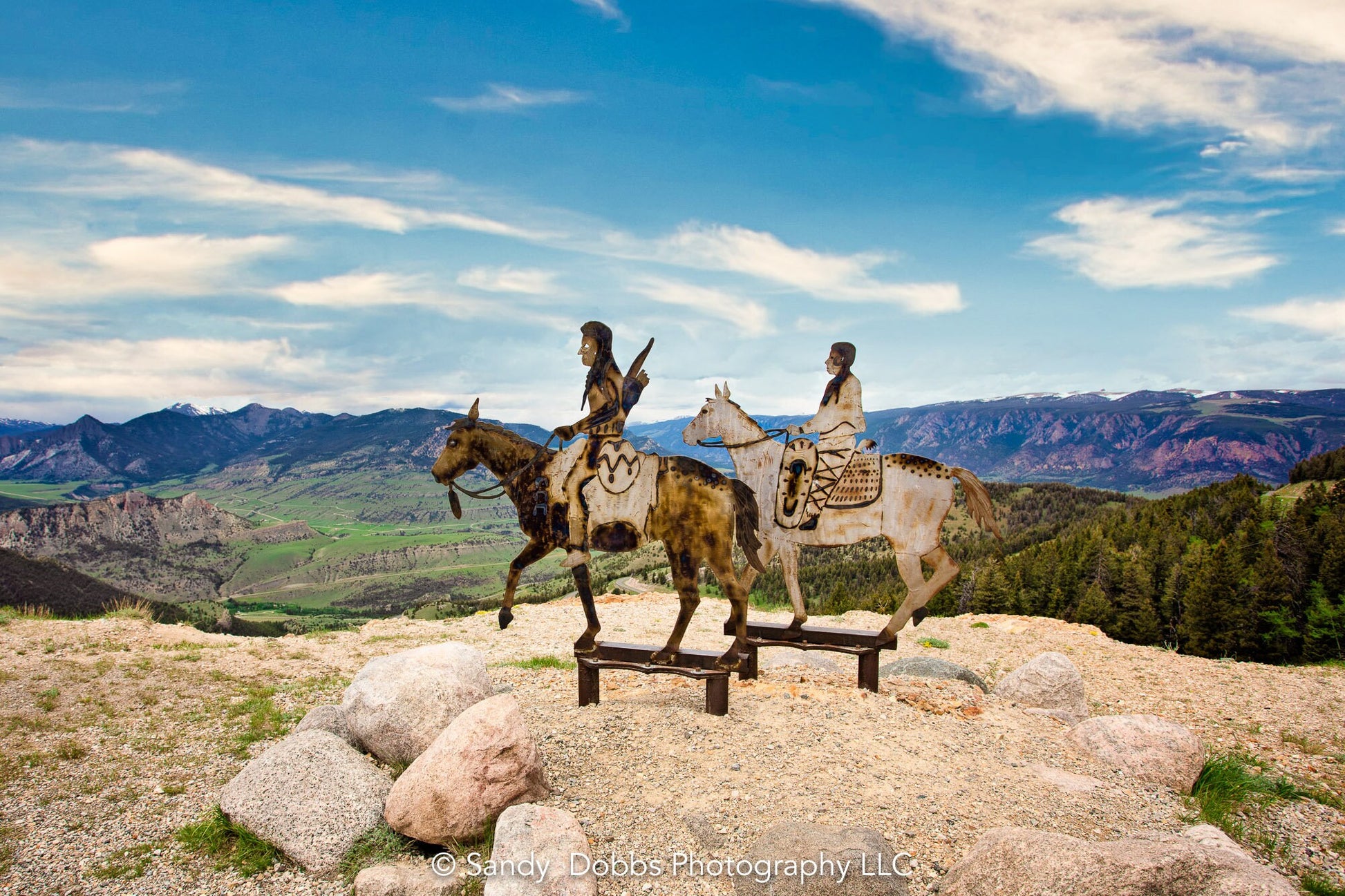 Wyoming Highway Landscape Print, Nez Perce Native American Metal Statues, Chief Joseph Highway Scenery Canvas Wall Art Prints,Decor for Home