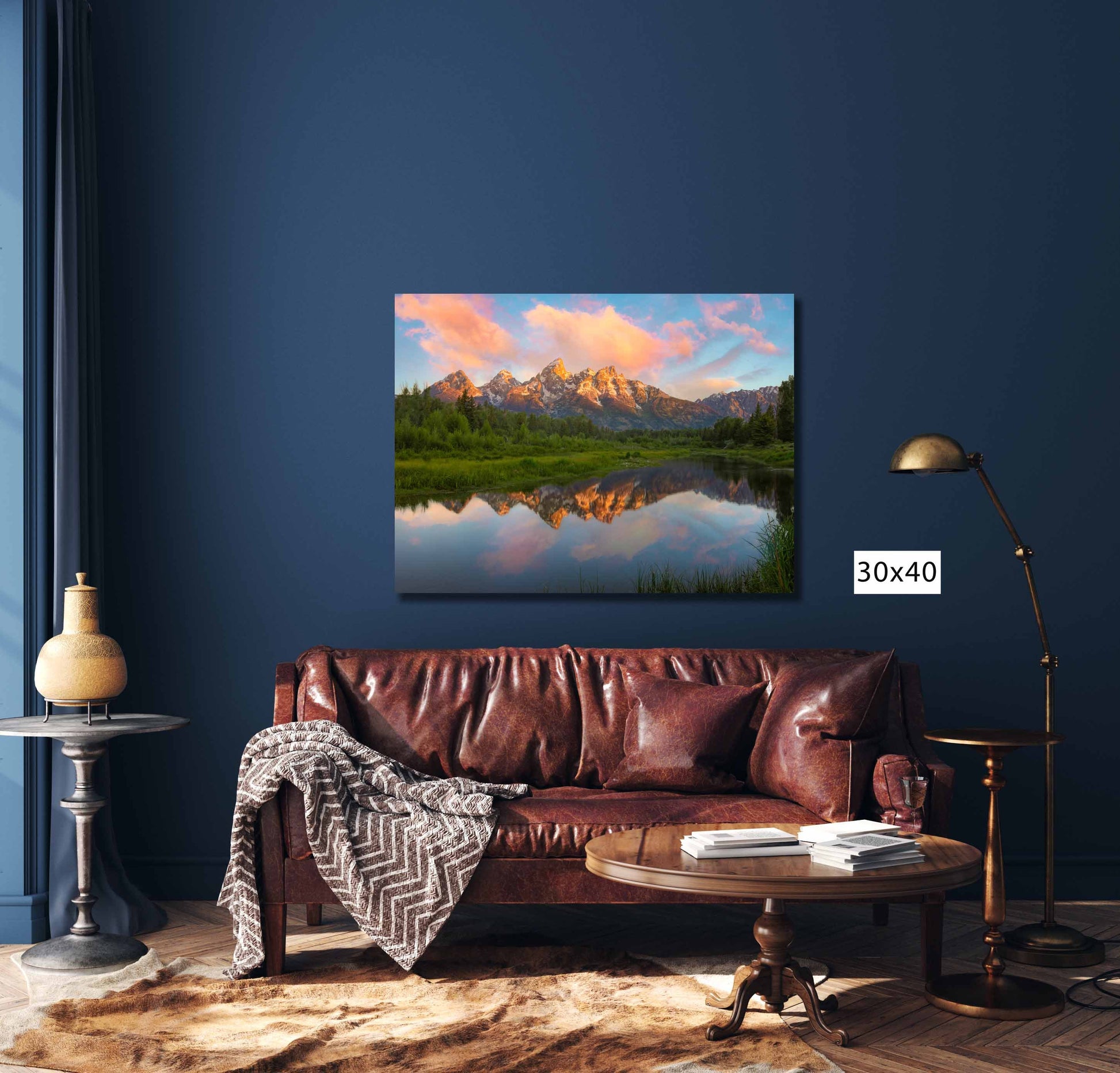 Grand Teton Sunrise, National Park Landscape Print, Mountain Reflection, Wyoming Canvas Wall Art Prints, Snake River Reflection