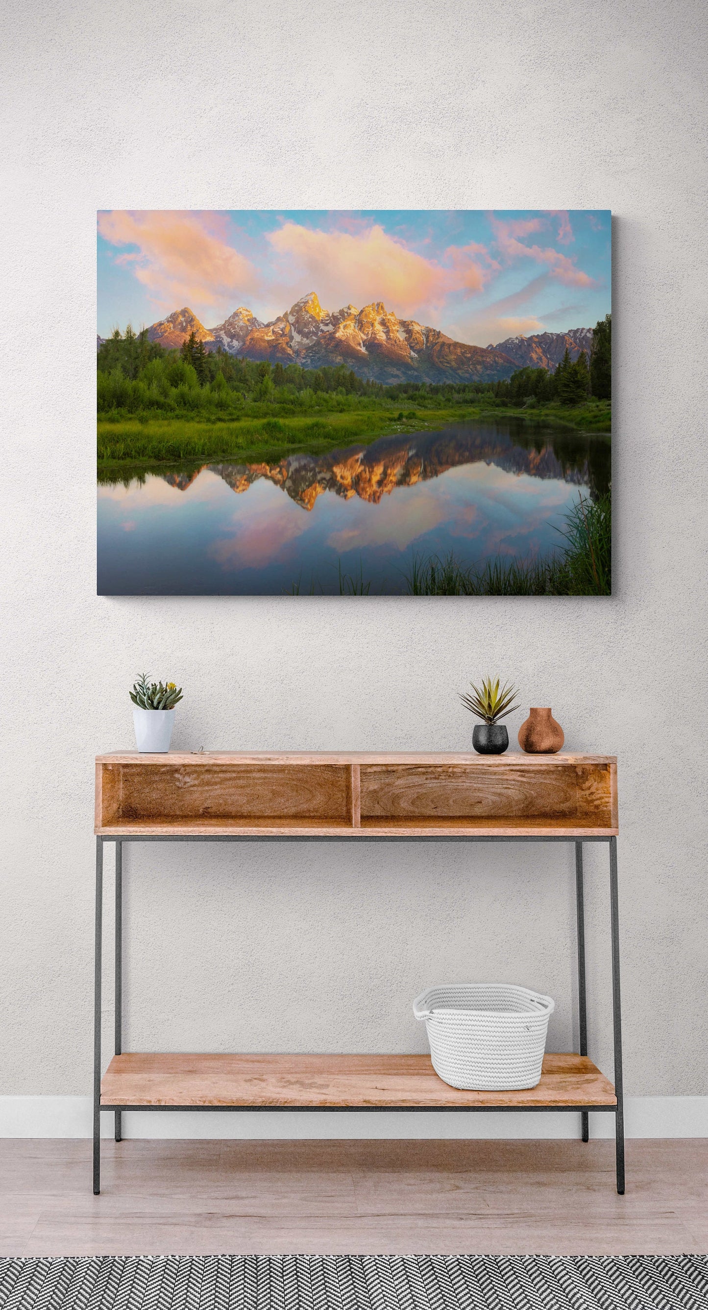 Grand Teton Sunrise, National Park Landscape Print, Mountain Reflection, Wyoming Canvas Wall Art Prints, Snake River Reflection