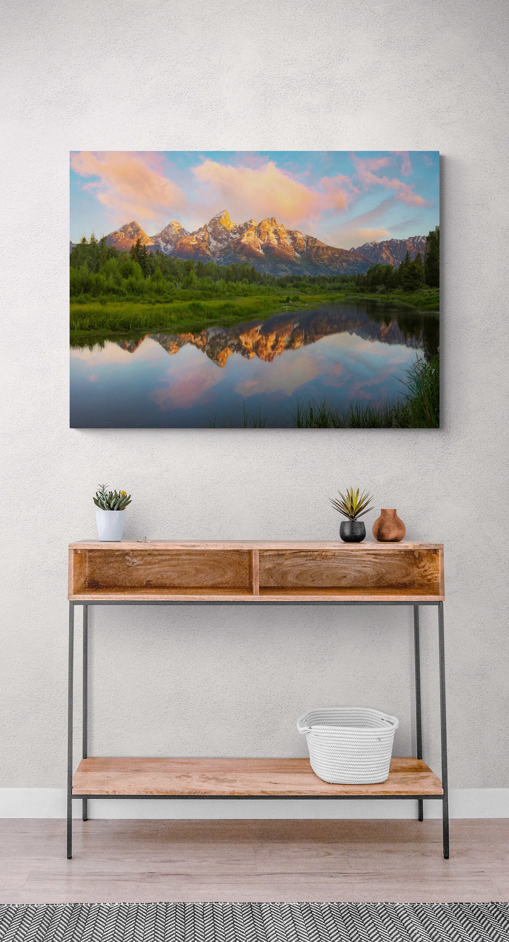 Grand Teton Sunrise, National Park Landscape Print, Mountain Reflection, Wyoming Canvas Wall Art Prints, Snake River Reflection