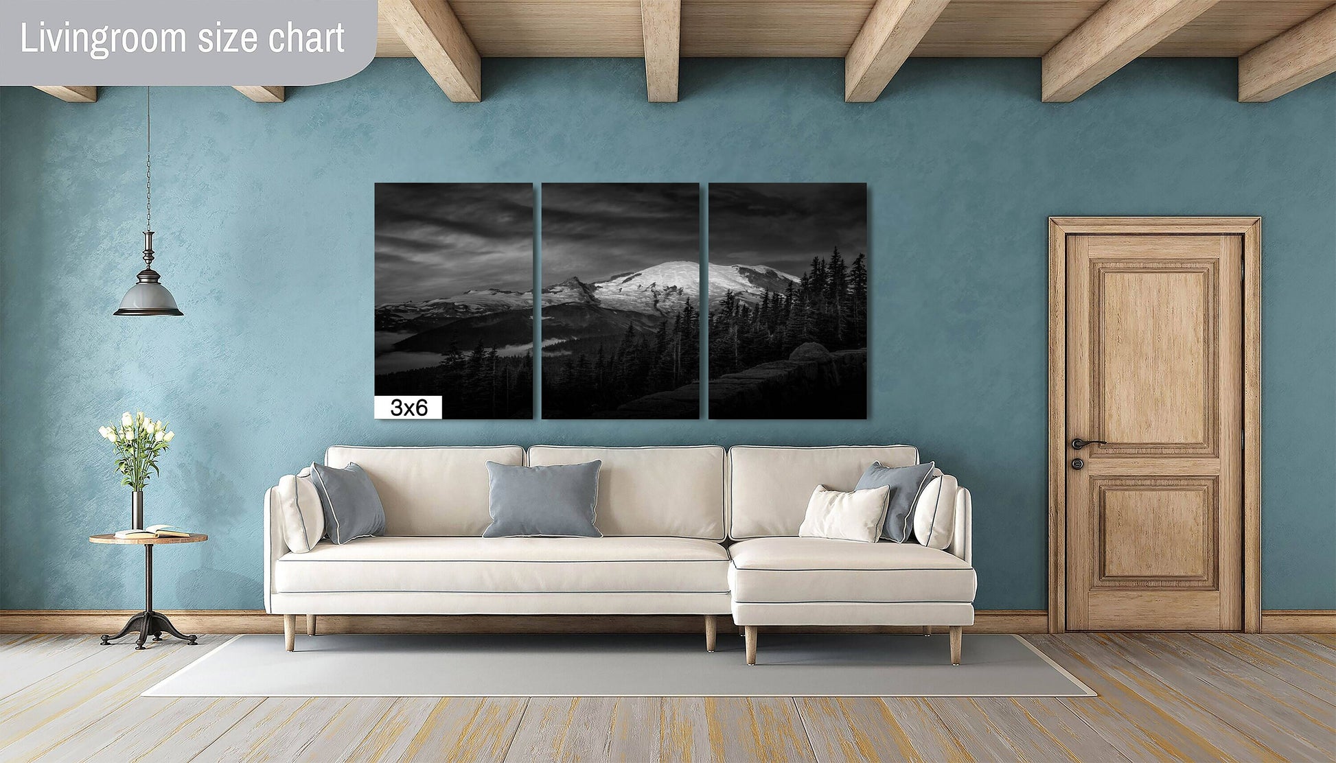 Mt Rainier Sunrise Photo Black and White Print, Mt Rainier National Park, Photography Landscape Canvas Wall Art Print, Washington Landscape