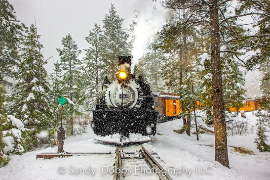 Durango Train Print, Winter Train Scene, Train in Snow Canvas, Train Engine Print, Narrow Gauge Railroad, Colorado Art, Snowy Mountains