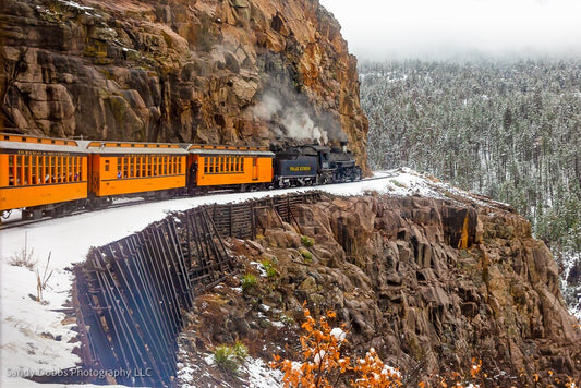 Durango Train Print, Winter Train Scene, Train in Snow Canvas, Train Engine Print, Narrow Gauge Railroad, Colorado Art, Steam Engine