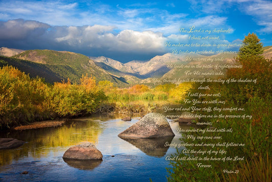 Psalm 23, Christian Inspirational Wall Art, Scripture Wall Canvas, The Lord is My Shepherd, Colorado Landscape Photography, Customization