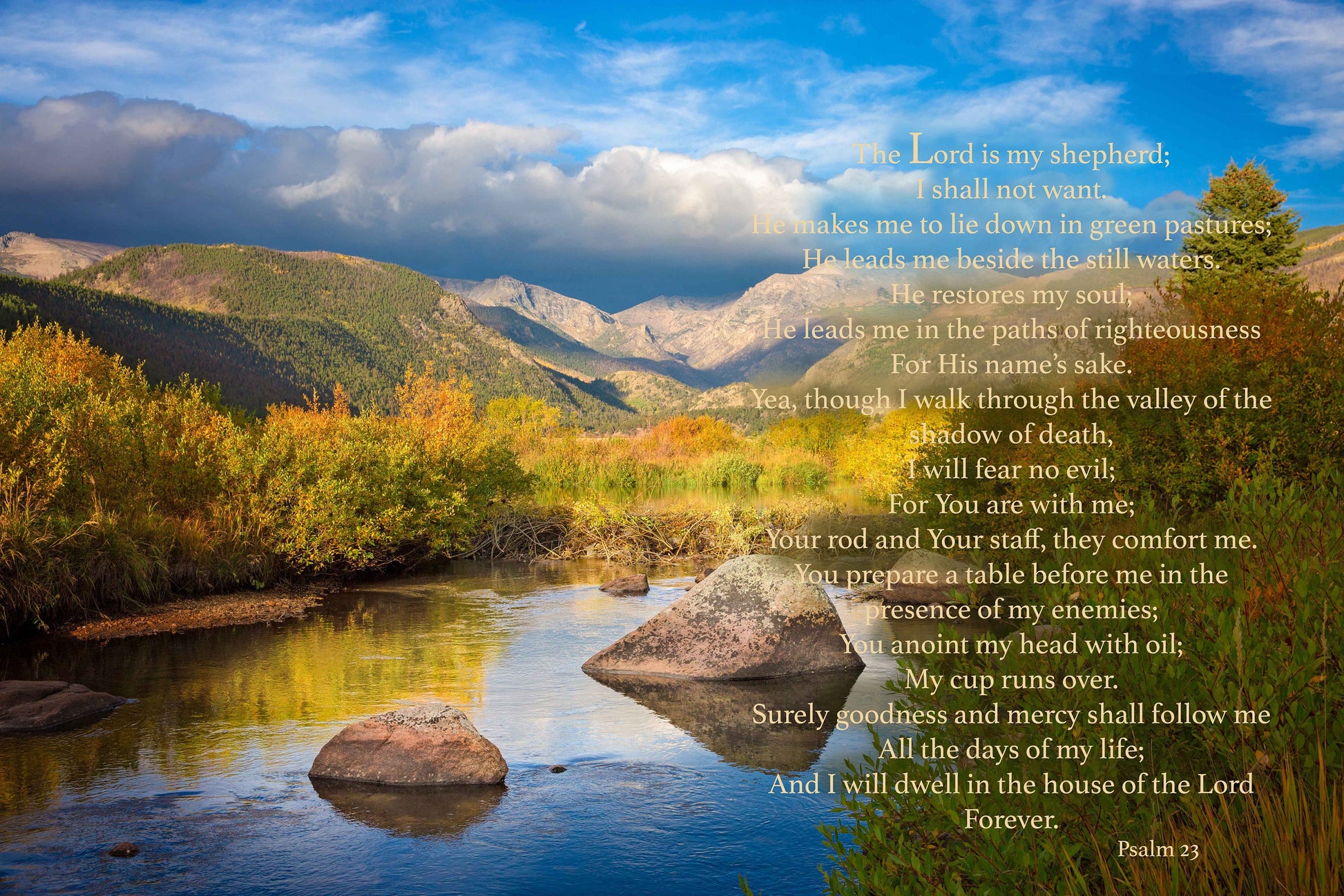 Psalm 23, Christian Inspirational Wall Art, Scripture Wall Canvas, The Lord is My Shepherd, Colorado Landscape Photography, Customization