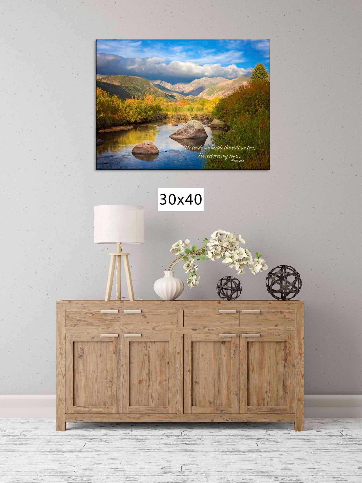 Psalm 23:3, Christian Inspirational Wall Art, Scripture Wall Canvas, He Restores My Soul, Colorado Landscape Photography, Customization