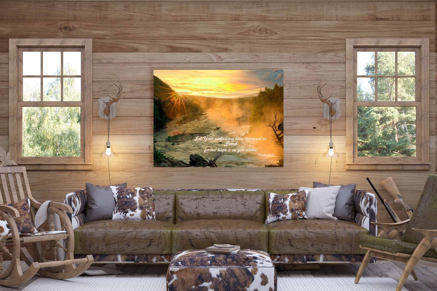 Psalm 33:22, Christian Inspirational Wall Art, Your Love Surrounds Us Lord, Glacier National Park, Montana Landscape Photography