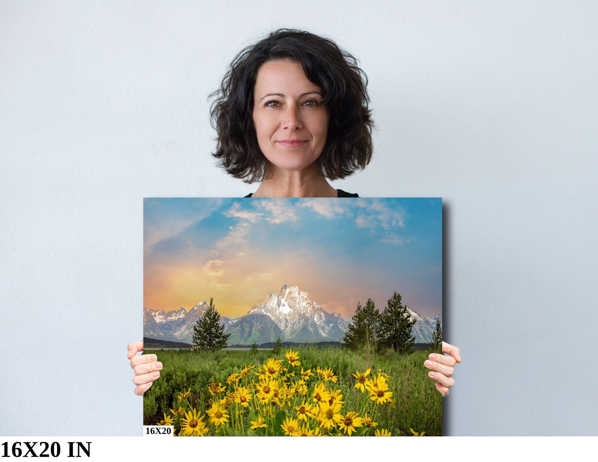 Grand Teton National Park, Sunflowers Sunrise Photo, Photography Landscape Print, Wyoming Canvas Wall Art Prints, Wyoming Mountain, Mt Moran