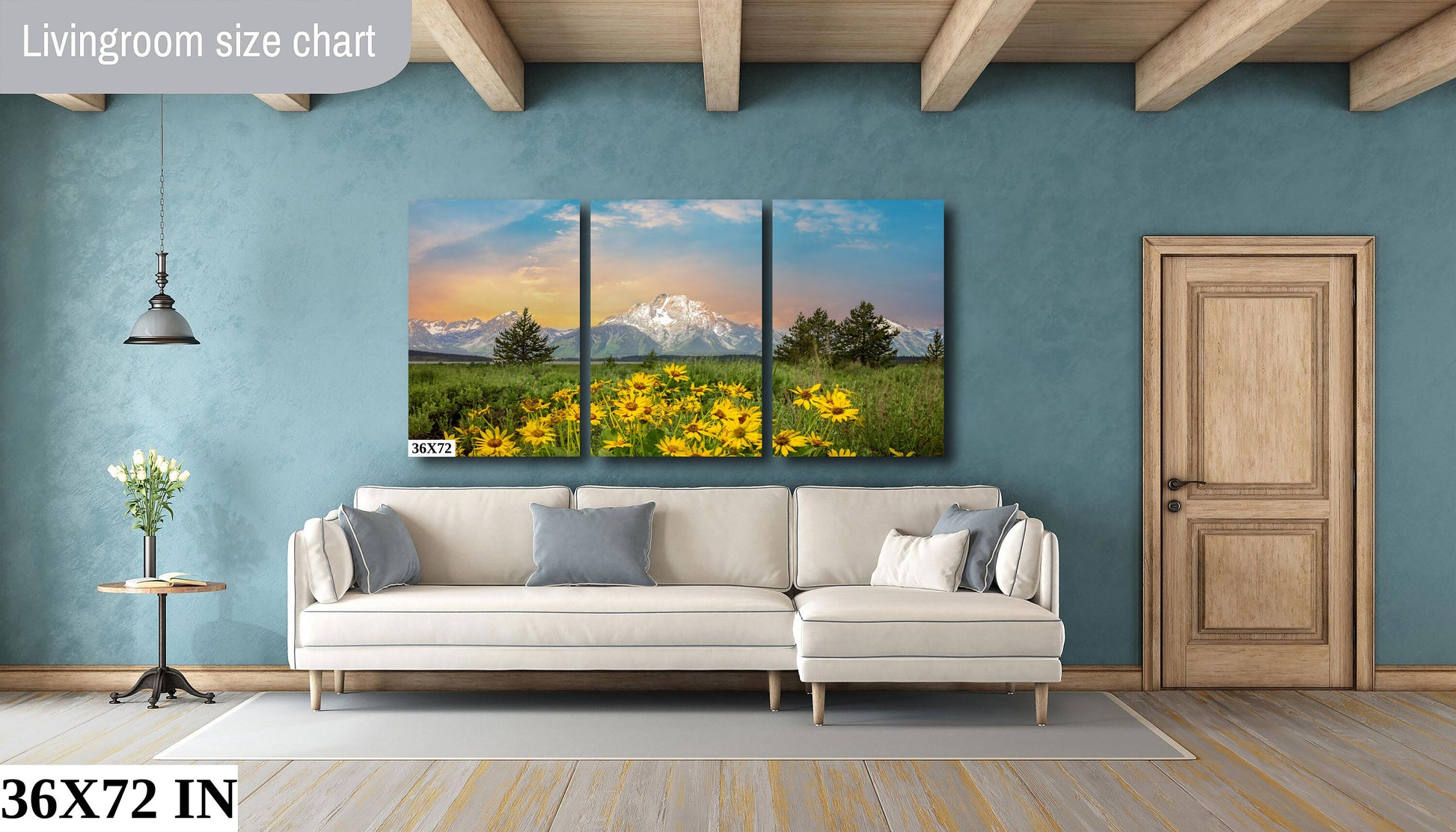 Grand Teton National Park, Sunflowers Sunrise Photo, Photography Landscape Print, Wyoming Canvas Wall Art Prints, Wyoming Mountain, Mt Moran