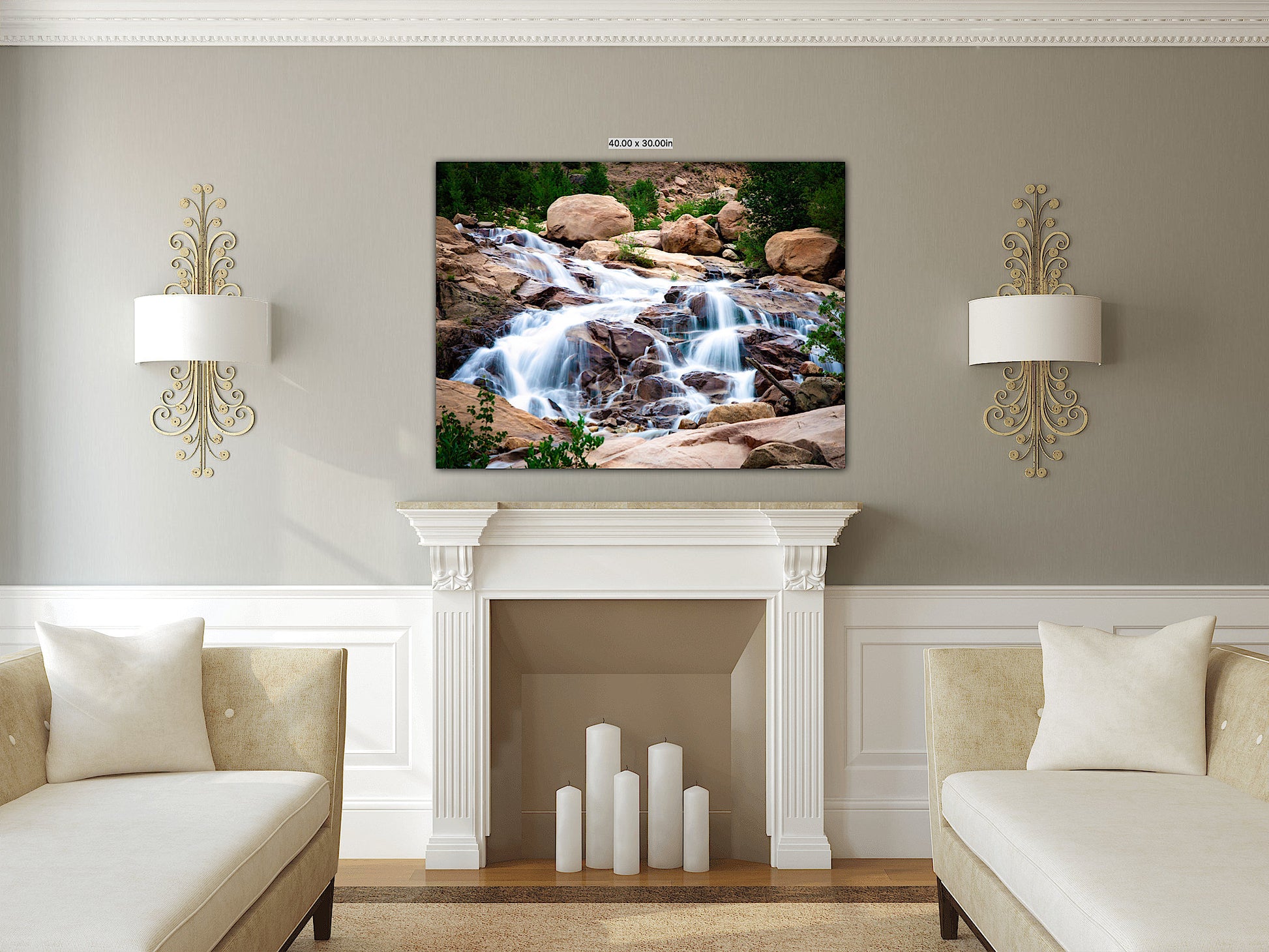 Alluvial Fan Waterfall,  Rocky Mountain National Park Photo Canvas, Landscape Wall Art, Mountain Scene Decor for Home or Office