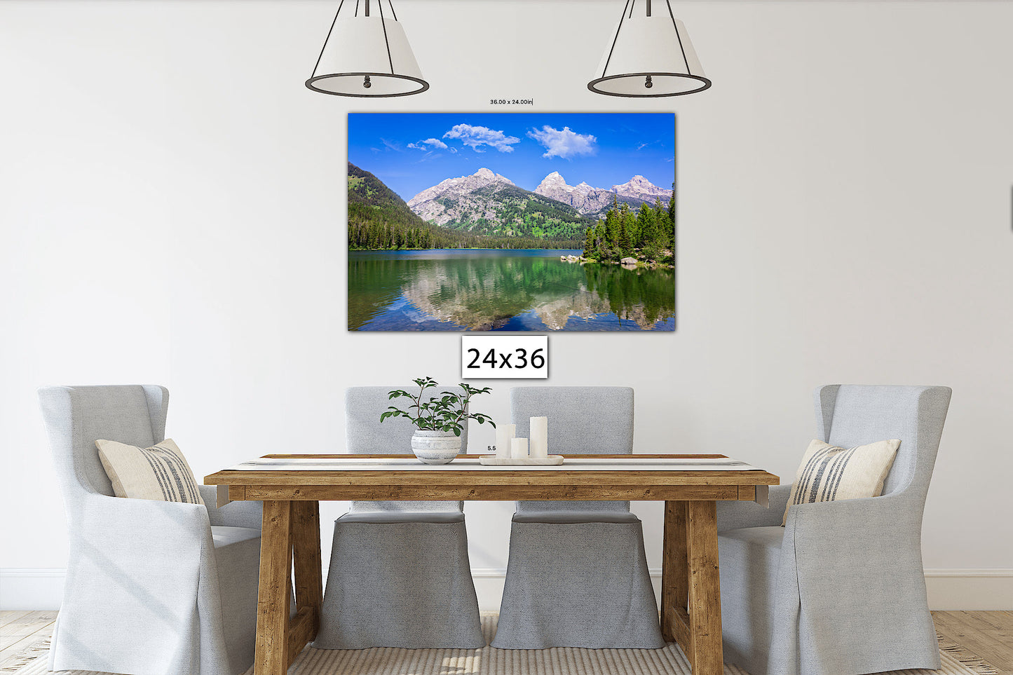 Grand Teton National Park Mountain Lake Reflection, Taggart Lake Photo Canvas, Wyoming Landscape Wall Art Prints, Photography Decor for Home