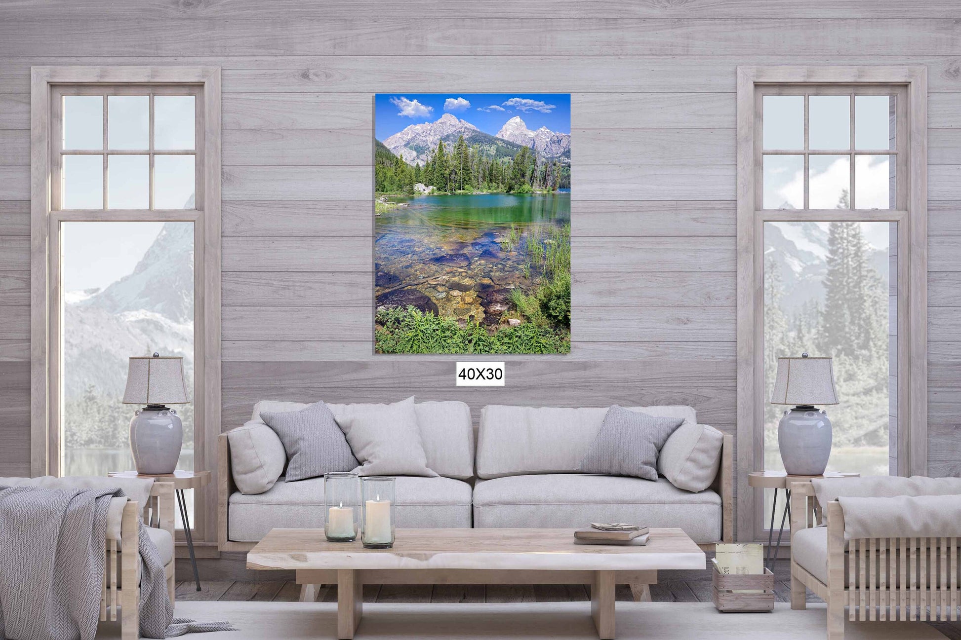 Taggart Lake Grand Teton National Park, Vertical Mountain Lake Reflection Photo Canvas, Wyoming Landscape Wall Art Prints, Photography Decor