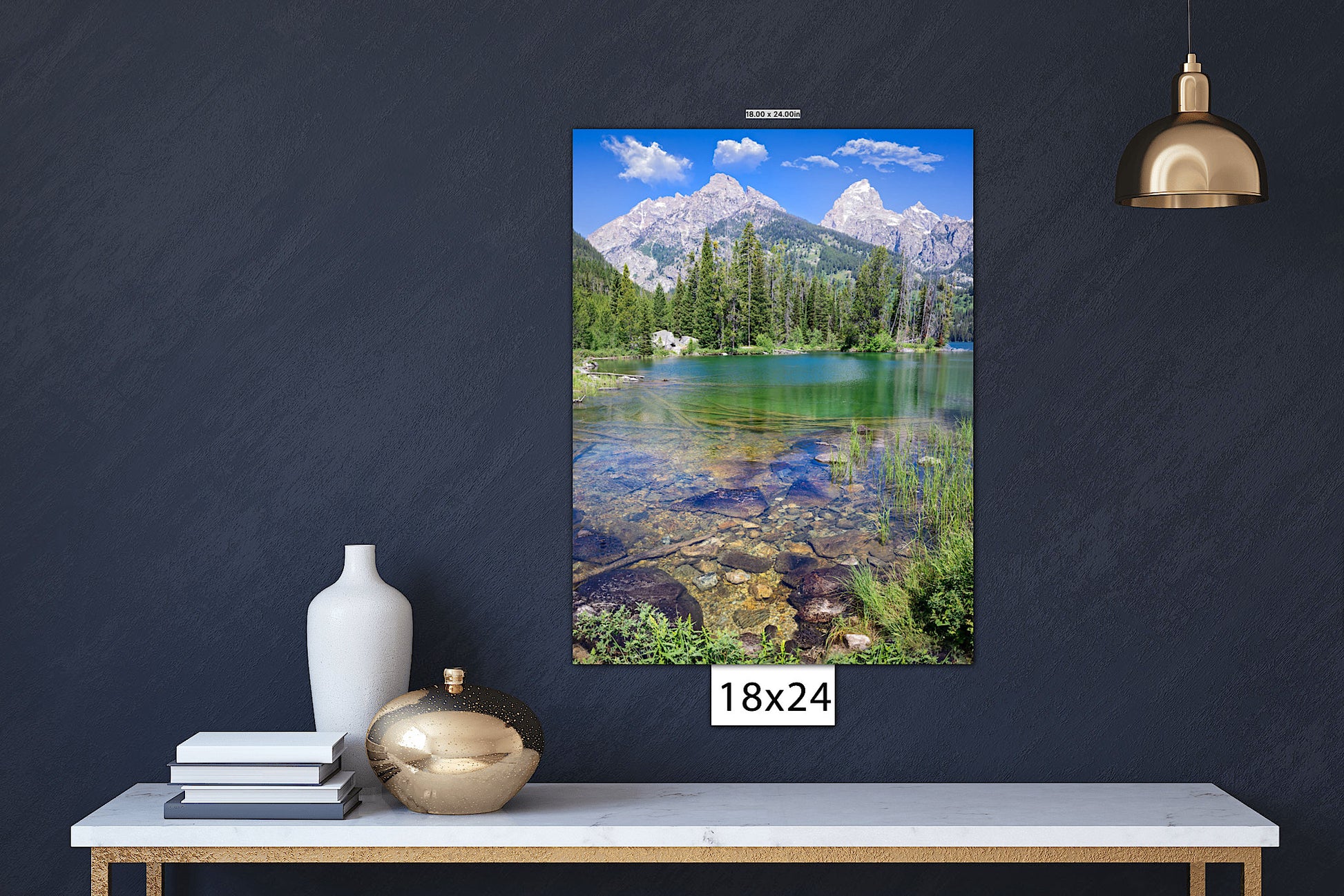 Taggart Lake Grand Teton National Park, Vertical Mountain Lake Reflection Photo Canvas, Wyoming Landscape Wall Art Prints, Photography Decor