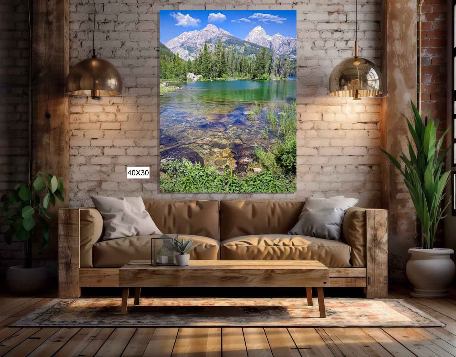 Taggart Lake Grand Teton National Park, Vertical Mountain Lake Reflection Photo Canvas, Wyoming Landscape Wall Art Prints, Photography Decor