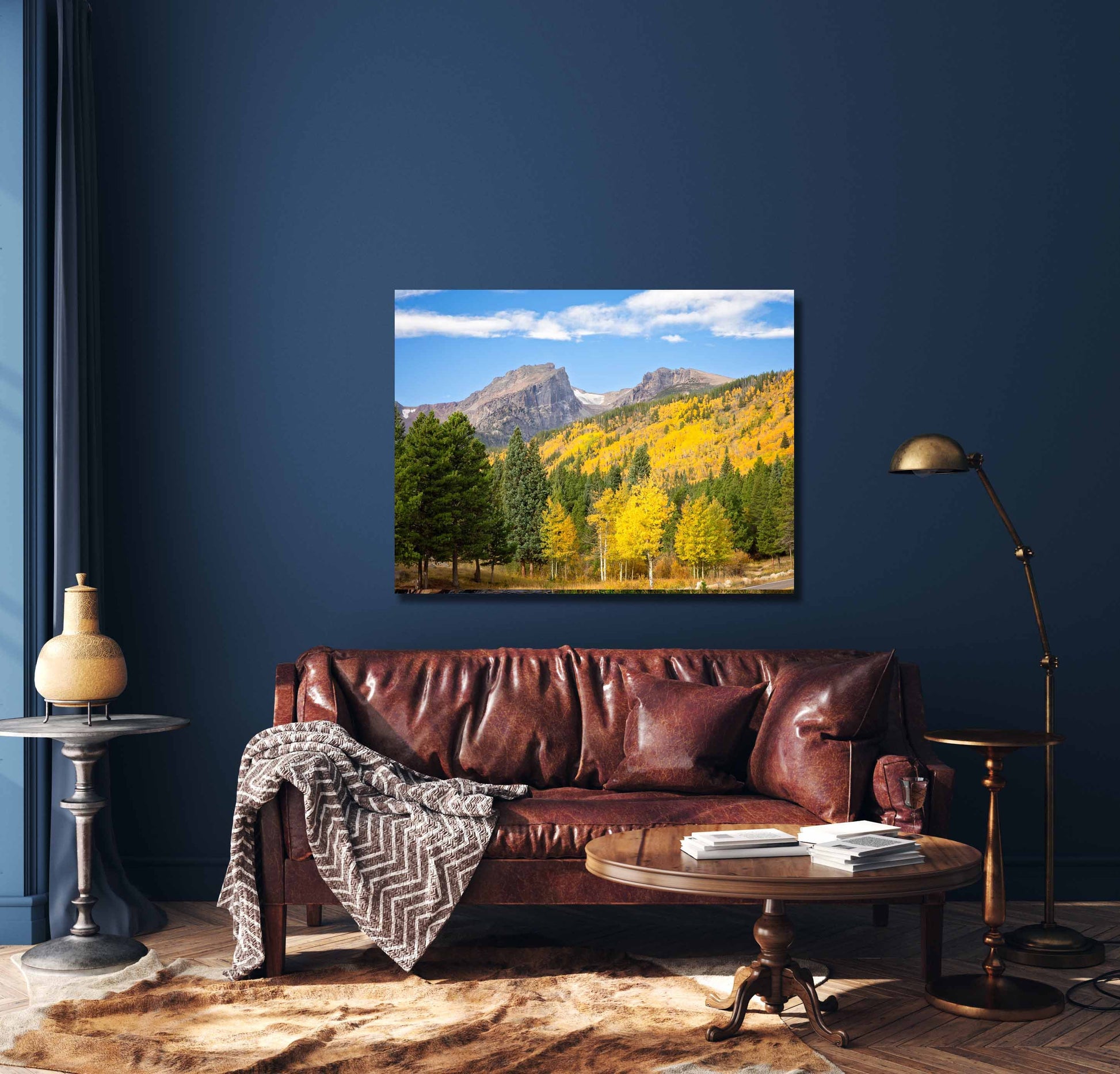 Hallett Peak in Autumn Rocky Mountain National Park, Colorado Fall Landscape Canvas Wall Art, Mountain Scene Decor for Home or Office