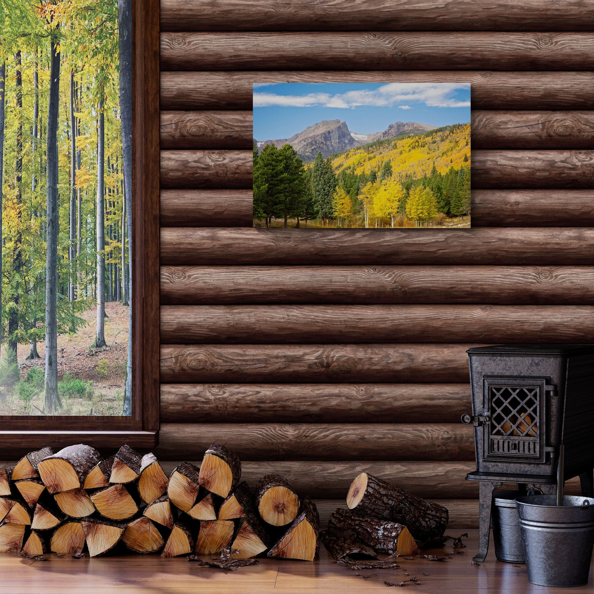 Hallett Peak in Autumn Rocky Mountain National Park, Colorado Fall Landscape Canvas Wall Art, Mountain Scene Decor for Home or Office