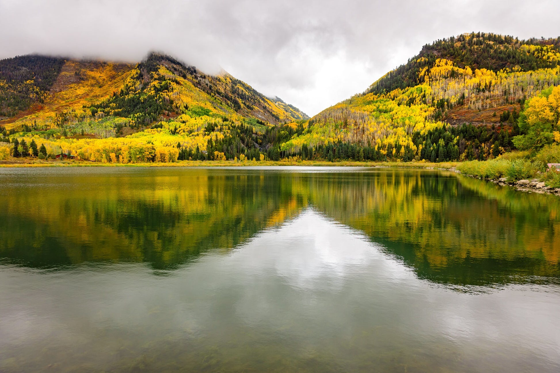 Beaver Lake Autumn Fall Reflection, Aspens in Marble Photo Print, Colorado Autumn Landscape Canvas Wall Art, Mountain Scene Decor for Home