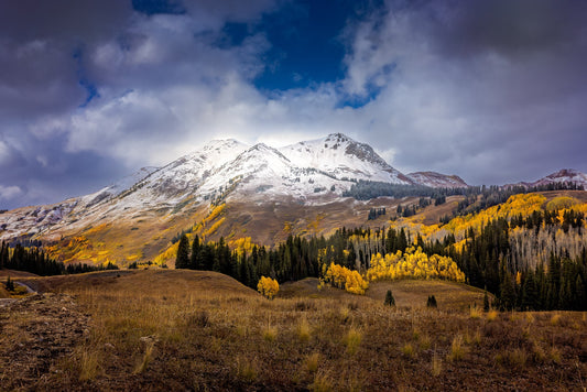 Crested Butte Mountain Landscape Photo, Colorado Golden Aspens, Autumn Nature Canvas Print, Rocky Mountain Photography, Large Wall Art