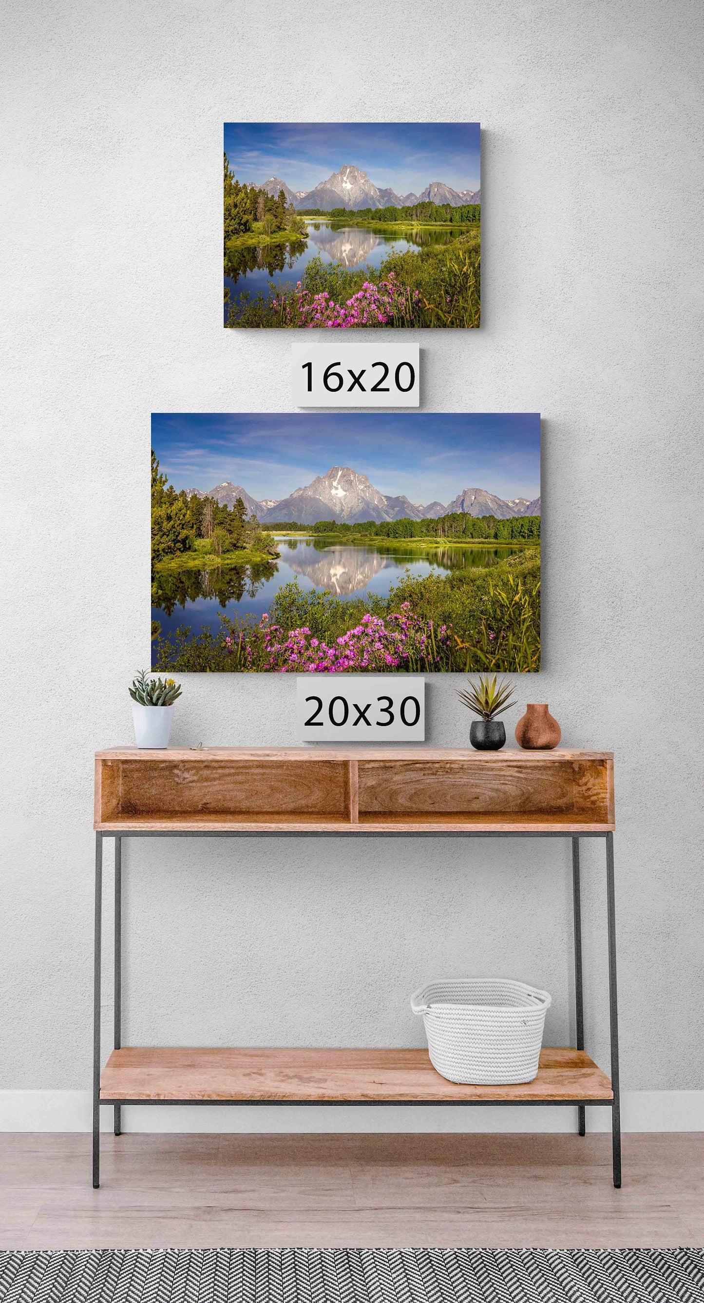 Grand Teton Metal or Acrylic Print, National Park Landscape Photography, Mountain Wildflower Reflection Wall Art, Large Wyoming Home Decor