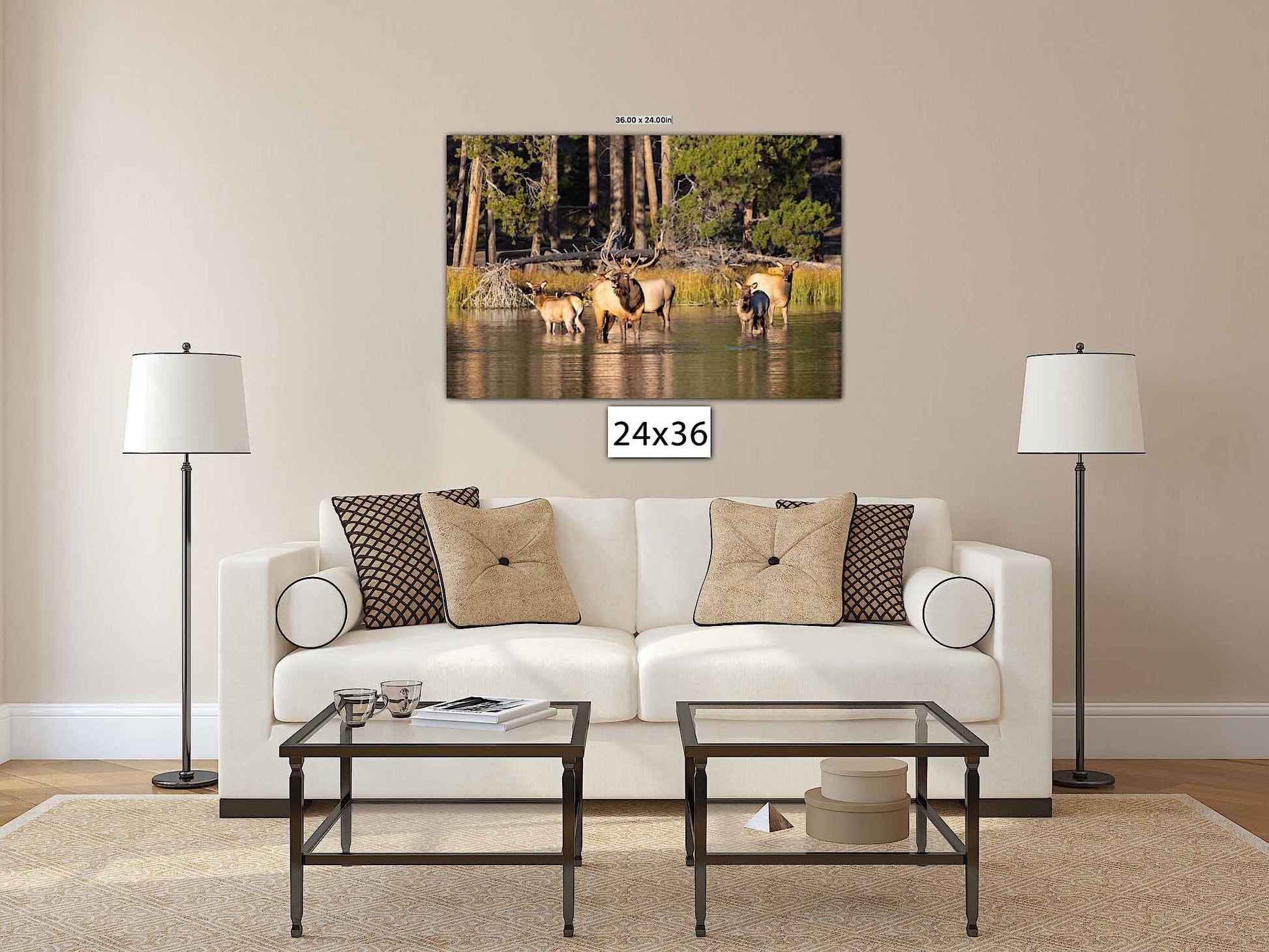 Bull Elk Bugling in Water Photo, Wildlife Wall Canvas, Rocky Mountain National Park, Colorado Canvas Art Prints, Elk Photography