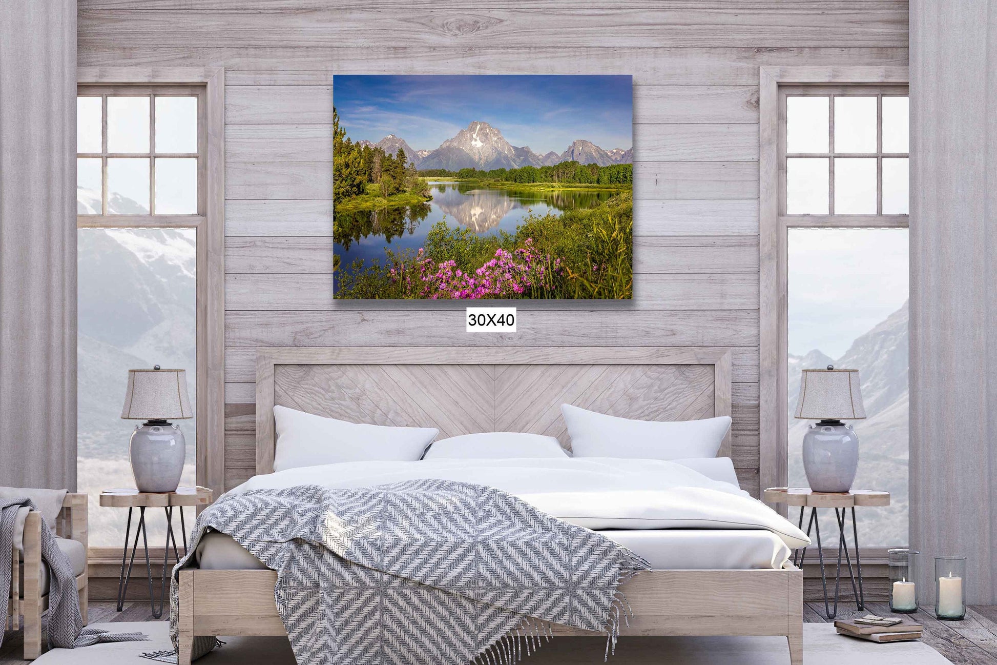 Grand Teton Metal or Acrylic Print, National Park Landscape Photography, Mountain Wildflower Reflection Wall Art, Large Wyoming Home Decor