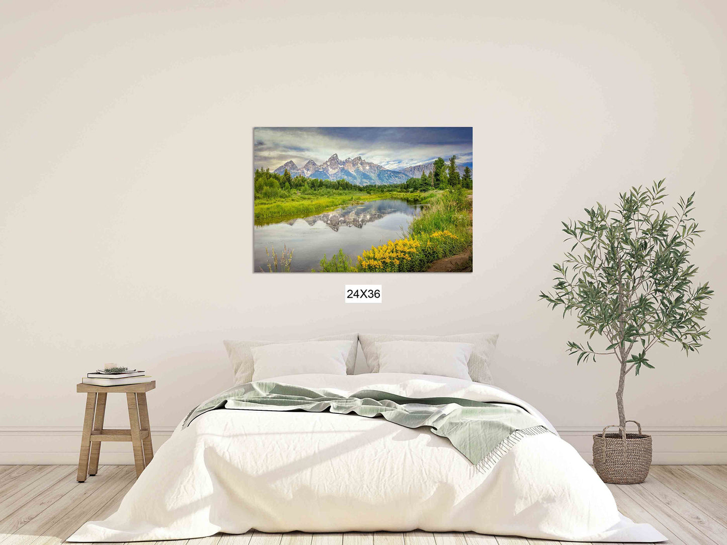 Grand Teton National Park Landscape Print, Schwabacher Landing Photo Canvas, Mountain Reflection, Wyoming Photography Wall Art, Snake River