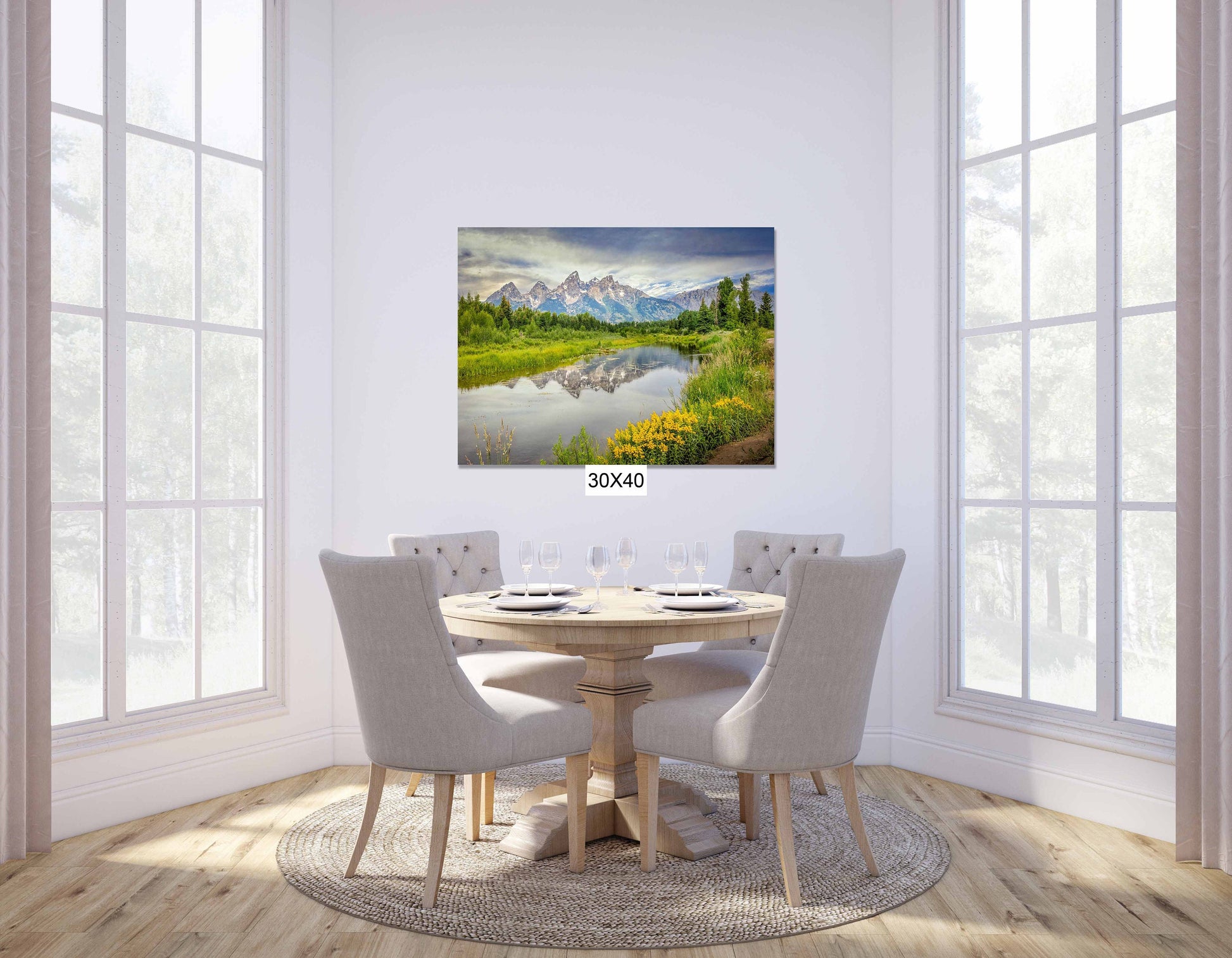 Grand Teton National Park Landscape Print, Schwabacher Landing Photo Canvas, Mountain Reflection, Wyoming Photography Wall Art, Snake River